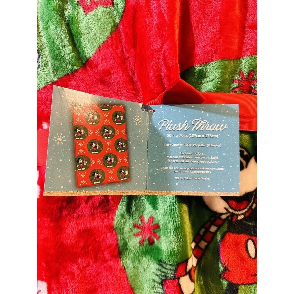 Disney Mickey Mouse Plush Red Throw Christmas Holiday Blanket 50in.x70in. - Picture 3 of 4